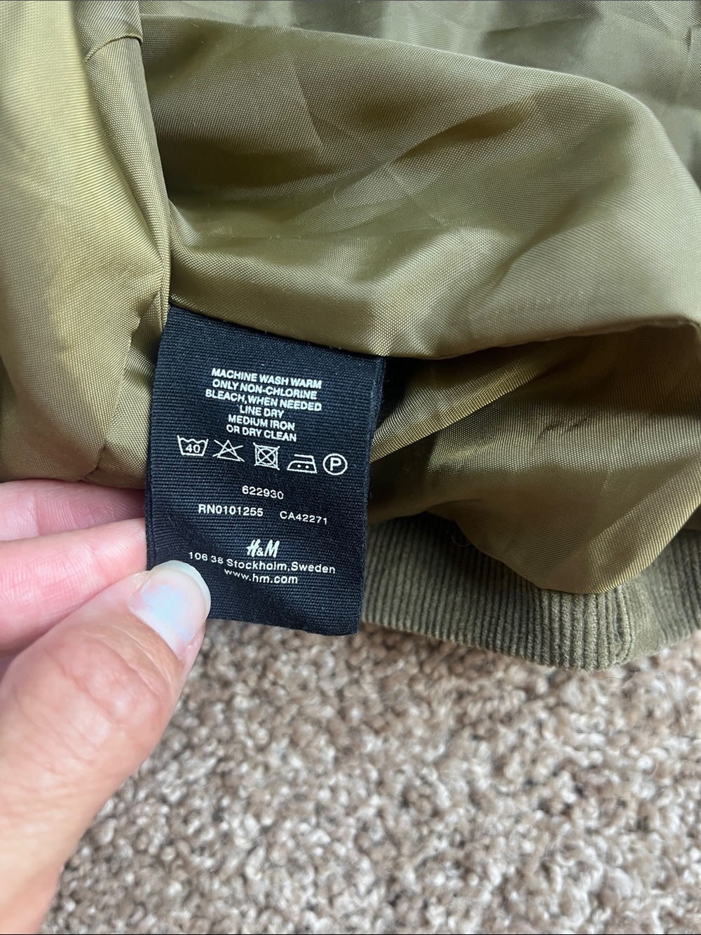 H&M Olive Green Corduroy Blazer Jacket Size 8 - Picture 9 of 9